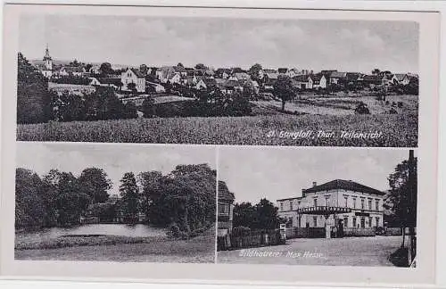 81592 Mehrbild Ak St.Gangloff in Thüringen Totalansicht & Bildhauerei Max Hesse
