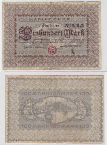 100 Mark Gutschein Banknote Stadt Bonn 1.10.1922  (136086)