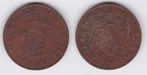 1 Cent Kupfer Münze Niederländisch Indien 1920 (110865)