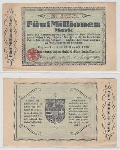 5 Millionen Mark Banknote Mecklenburg Schwerinsches Staatsministerium (135058)