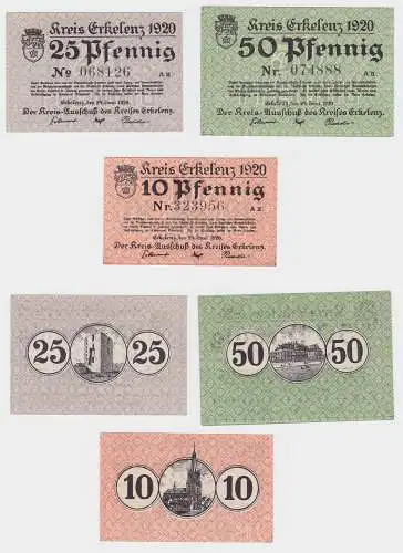 3 Banknoten Notgeld Kreis Erkelenz 24.Juni 1920 (120541)