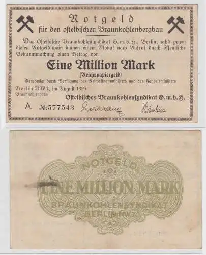 1 Million Mark Banknote Berlin Ostelbische Braunkohlensyndikat Aug.1923 (135056)