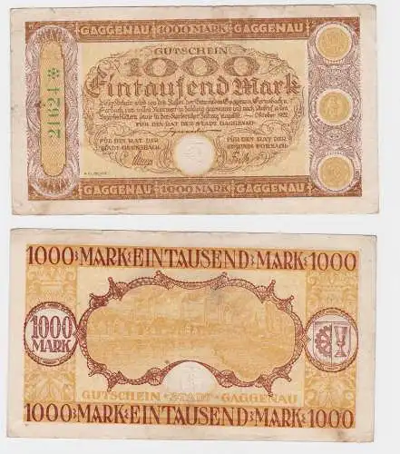 1000 Mark Banknote Stadt Gaggenau Oktober 1922 (121233)