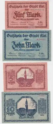 5 und 10 Mark Banknoten Notgeld Stadt Kiel 1918 (120595)