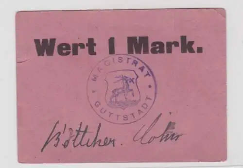 1 Mark Banknote Notgeld Magistrat Guttstadt Dobre Miasto (135886)