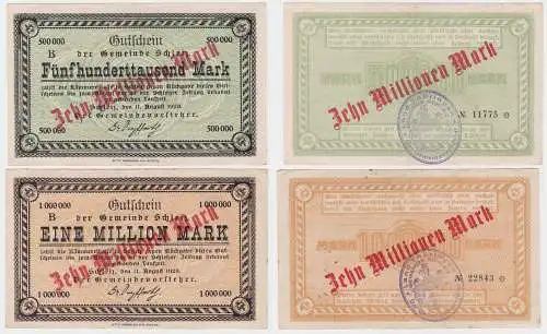 2 x 10 Millionen Mark Banknoten Gemeinde Schleiz 11.08.1923 (122113)