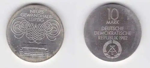 DDR Gedenk Münze 10 Mark Gewandhaus Leipzig 1982 Stempelglanz Silber (136898)