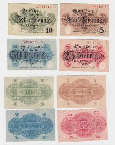 5 - 50 Pfennig Banknoten Notgeld Stadt Gera 1917 (135790)