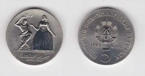 DDR Gedenk Münze 5 Mark Caroline Neuber 1985 Stempelglanz (136922)