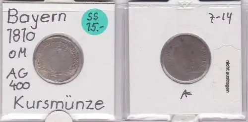 6 Kreuzer Silber Münze Bayern 1810 (121703)