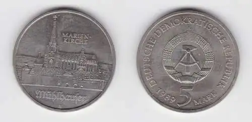 DDR Gedenk Münze 5 Mark Mühlhausen Marienkirche 1989 vorzüglich (136574)