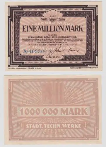1 Million Mark Banknote Inflation Städt.Techn.Werke Leipzig  20.08.1923 (137273)