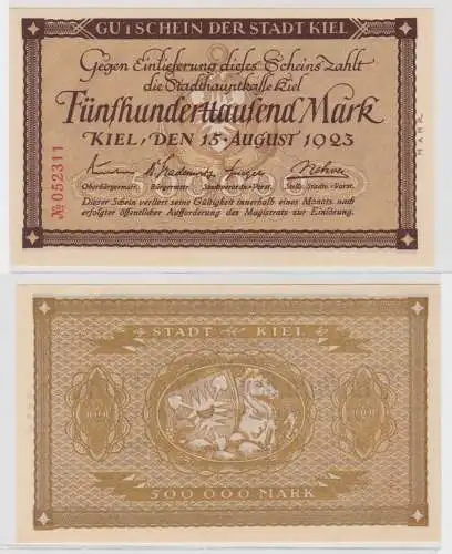 500000 Mark Banknote Inflation Notgeld Stadt Kiel 15. August 1923 (137683)