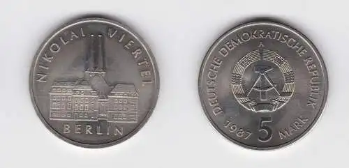 DDR Gedenk Münze 5 Mark Berlin Nikolai Viertel 1987 Stempelglanz (137082)
