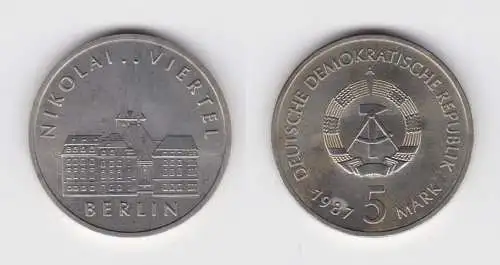 DDR Gedenk Münze 5 Mark Berlin Nikolai Viertel 1987 Stempelglanz (136858)