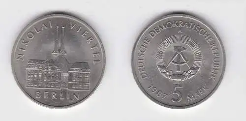DDR Gedenk Münze 5 Mark Berlin Nikolai Viertel 1987 Stempelglanz (136994)