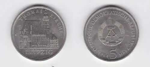 DDR Gedenk Münze 5 Mark Leipzig Thomaskirche 1984 vz (137359)