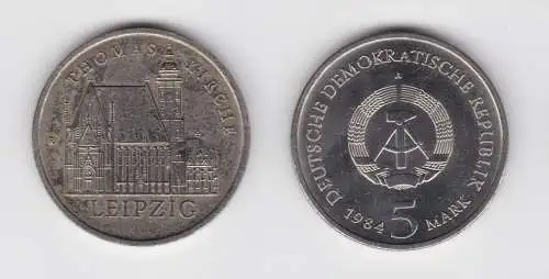 DDR Gedenk Münze 5 Mark Leipzig Thomaskirche 1984 vz (137139)