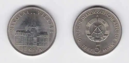 DDR Gedenk Münze 5 Mark Berlin Nikolai Viertel 1987 Stempelglanz (137116)