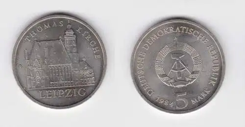 DDR Gedenk Münze 5 Mark Leipzig Thomaskirche 1984 vz (136859)