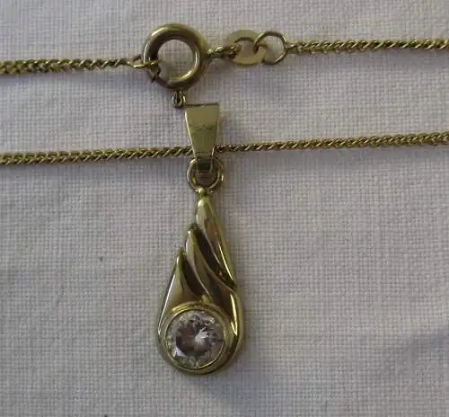 elegante Damenkette Kette aus 333er Gold mit farblosem Schmuckstein (110553)