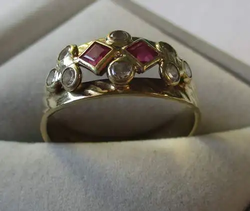 hochwertiger Damen Ring 585er Gold mit farblosen Edelsteinen (107588)