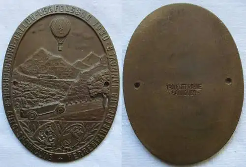 Bronze Plakette Ballonverfolgung Herrenfahrer Club Hannover 1930 ()
