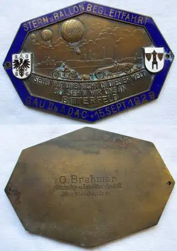 Bronze Plakette Stern und Ballonbegleitfahrt Bitterfeld 1929 (134836)