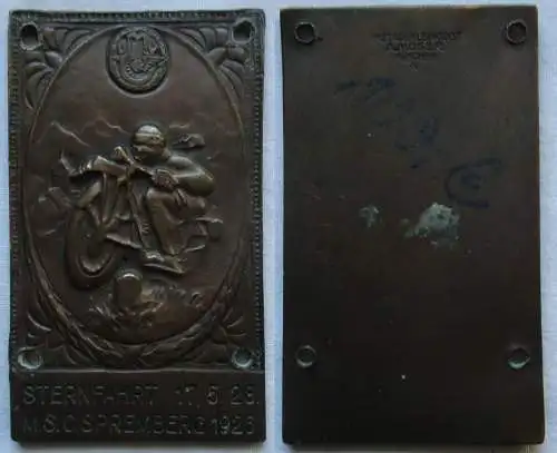 Bronze Plakette Sternfahrt 17.5.1928 M.S.C. Spremberg 1926 Motorrad (148398)