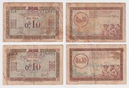 2 x 10 Centimes Banknote Besetztes Rheinland 1923 (169453)
