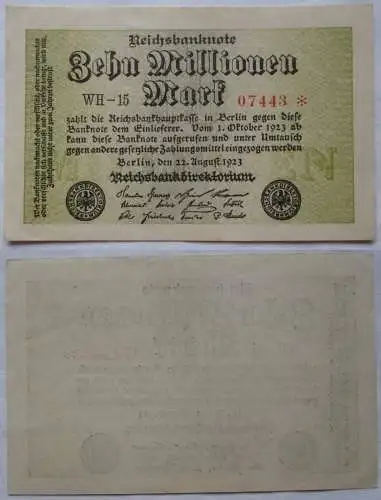 10 Millionen Mark Banknote Berlin 22.08.1923 Rosenberg 105 e (117321)