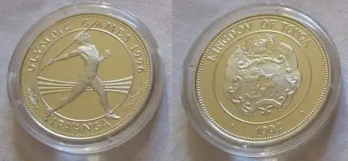 1 Pa´anga Silber Münze Tonga Olympia Atlanta 1996, Speerwerfer 1994 (126160)