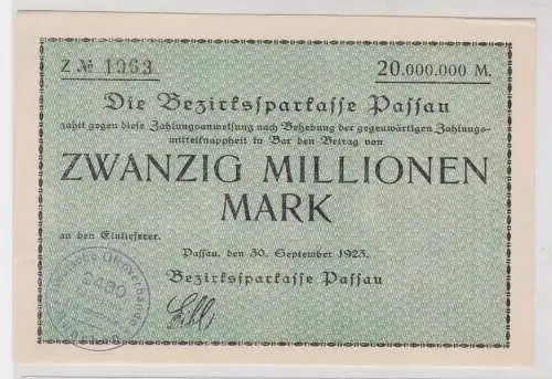 20 Millionen Mark Banknoten Inflation Notgeld Bezirkssparkasse Passau (137243)