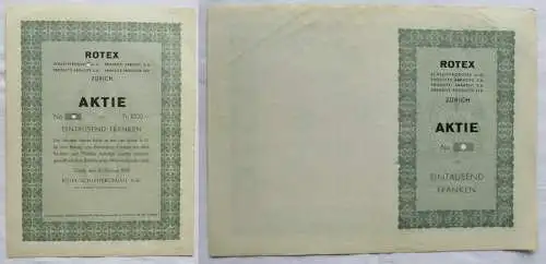 1000 Franken Aktie Rotex Schleifprodukte AG Zürich 10.02.1939 (133371)