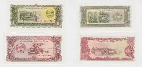 2 Banknoten Laos 5 und 20 Kip kassenfrisch (133023)