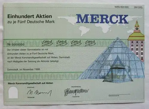 500 DM Aktie Merck Kommanditgesellschaft Darmstadt November 1995 (139857)