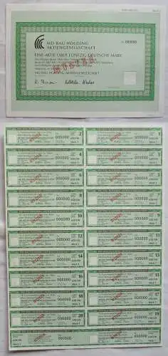 1 Stück x 50 DM Aktie MD Bau Holding AG München Juni 1992 (134514)