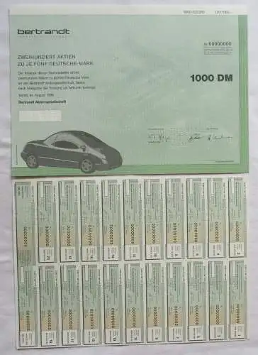 1000 DM Aktie Bertrandt AG Ingenieurleistungen Tamm August 1996 (123934)