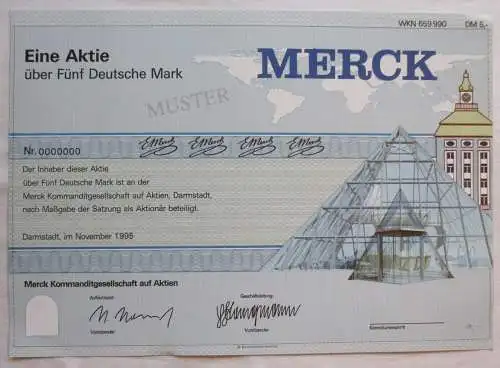 5 DM Aktie Merck Kommanditgesellschaft Darmstadt November 1995 (143918)