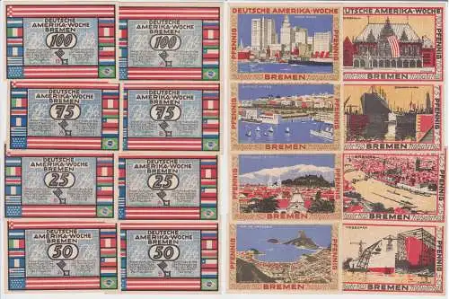 8 Banknoten Notgeld Bremen Deutsche Amerika Woche Frühjahr 1923 (122739)