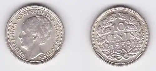 10 Cent Silber Münze Niederlande 1939 (126705)