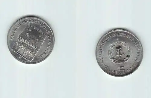 DDR Gedenk Münze 5 Mark Luthers Geburtshaus in Eisleben 1983 vz+ (144957)