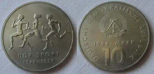 DDR Gedenk Münze 10 Mark 40 Jahre DDR Sport 1988 (154288)