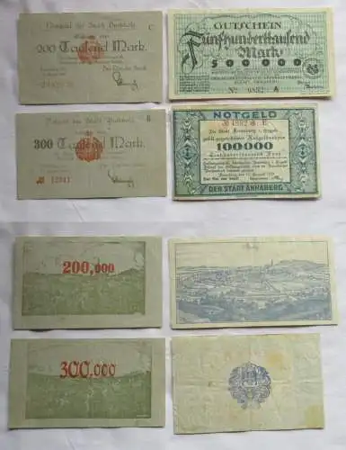 4 x Banknoten 100 bis 500 Tausend Mark Annaberg und Buchholz 1923 (144711)