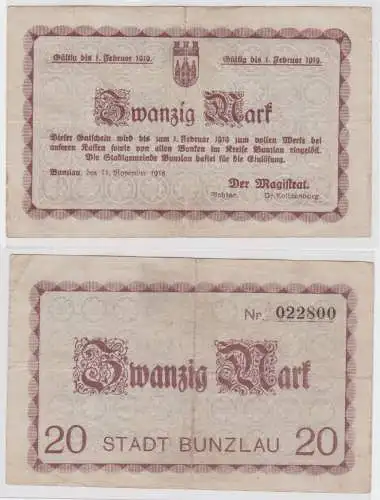 20 Mark Banknote Notgeld Stadt Bunzlau 11.11.1918 (152147)