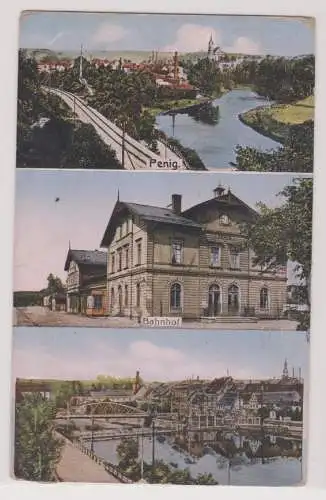 900532 Mehrbild Ak Penig - Bahnhof, Totalansicht 1912