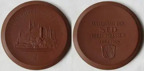 DDR Medaille Meissner Porzellan Kulturtag des SED Kreis Meißen 1948 (145043)