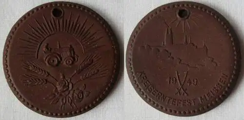 DDR Medaille Meissner Porzellan Kreiserntefest Meissen 1948 (144726)