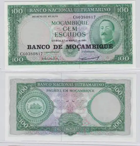 100 Escudos Banknote Mosambik Moçambique 1961 bankfrisch UNC Pick 117 (138088)