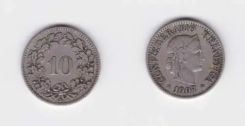 10 Rappen Kupfer Nickel Münze Schweiz 1907 B (126830)